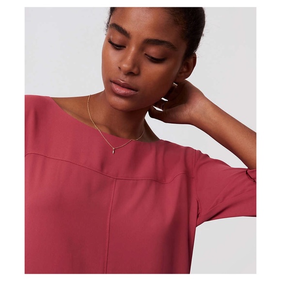 LOFT Tops - LOFT Petite Dusty Rose Seamed Long Sleeve Blouse